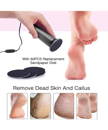 Dermave Electric Foot Callus Remover Pain-Free Electric Callus Remover with 60pcs Sanding Discs Dermave Foot Grinder for Dead Skin and Cracked Heel (Black) - Buy Online on GoSupps.com