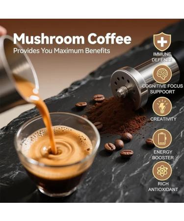 Organic Mushroom Coffee Blend with Cordyceps Turkey Tail & Lion s Mane Instant Arabica Coffee for Focus Clarity & Immune Support 30 Servings - Buy Online on GoSupps.com