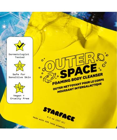 Starface Outer Space Foaming Body Cleanser - 8oz | Daily Body Wash for Acne-Prone Skin with Exfoliating AHAs and Calming Cica - Buy Online on GoSupps.com