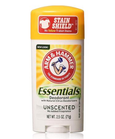 Arm & Hammer Essentials Natural Deodorant Unscented 2.5 Ounce (Pack of 4)