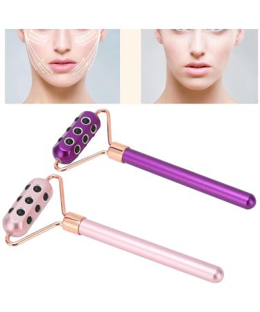 18 Germanium Stones Face Massage Roller | Manual Facial Tool for Fine Lines & Wrinkles Relief - Portable Skin Care Roller (Purple - Buy Online on GoSupps.com