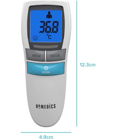 HoMedics No Touch Infrared Thermometer - Non-Contact Forehead Temperature Reader | Instant Measurement, LCD Display, Fever Alarm | Night Mode, Auto-Off | 2yr Guarantee - TE-200 - Buy Online on GoSupps.com