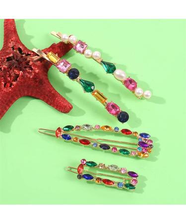 YAZILIND 4Pcs Geometric Rhinestone Hair Clip Set - Stylish Female Hair Accessories for Fashionistas | International Shipping Available - Buy Online on GoSupps.com