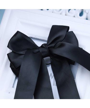 Allereya Vintage Silk Bow Hair Clip Barrette French Silk Bow Head Clip Headwear Black Ribbon Bow Barrette Headpieces Silk Bow Hair Accessories for Women and Girls (Black) - Buy Online on GoSupps.com