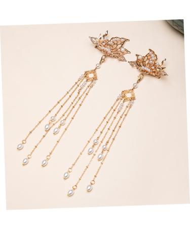 minkissy 1 Pair Antique Headdress Wedding Hair Clip Hair Side Clip Tassel Headpiece Tassel Headdress Decorative Hair Clips Pearl Hair Pin Bride Hair Clip Imitation Pearls Vintage Walk Miss - Buy Online on GoSupps.com