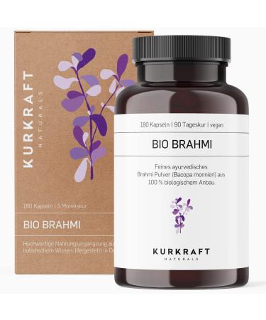 Bio Brahmi (180 capsules) - 500mg per capsule - Eto -tested & laboratory test - vegan - without additives - German production - Bacopa Monnieri powder