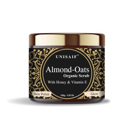 Unisaif Almond Oats Exfoliating Body Scrub - Face Exfoliator and Body Scrub for Smooth Radiant Skin with Honey & Vitamin E | Face Scrub to Skin Polish | Glow | Exfoliation (100g)