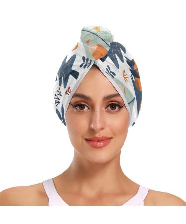 Camping Foxes Hair Towel 2 Pack Super Absorbent Hair Drying Towel Quick Dry Hair Turbans Head Towel with Button Twisty Wrap for Women Girls