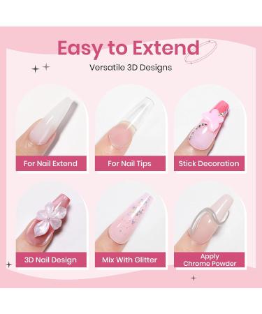  SUPWEE Solid 3D Gel Nail Extension Kit with Chrome Powder - Pearly Pink White - Self-Adhesive Sculpting - For DIY 3D Nail Art - Home Use - 14g - Buy Online on GoSupps.com