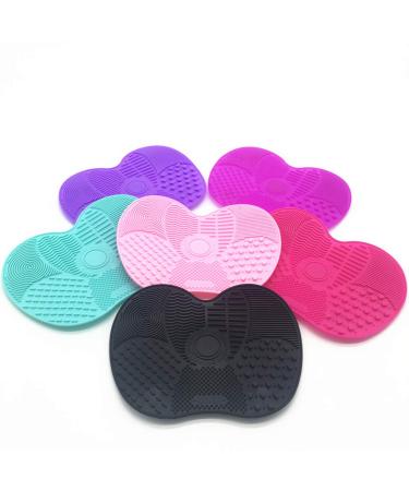 Ogquaton Silicone Makeup Brush Cleaning Mat - Portable Cosmetic Brush Cleaner for Women - Creative & Useful Black Cleaning Pad - Buy Online on GoSupps.com