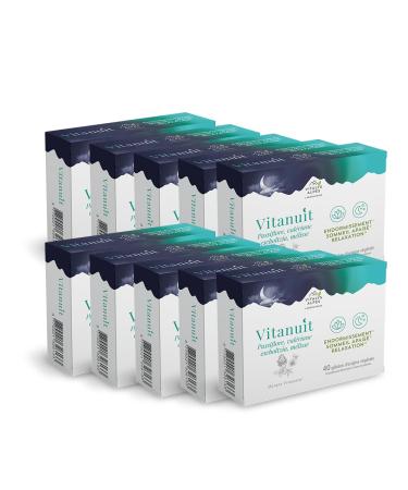 Vitanuit Passionflower, Valerian, Melissa, Melatonin Passionflower, 20 Day Cure Capsules - Vitalys Alpes (Pack of 10)