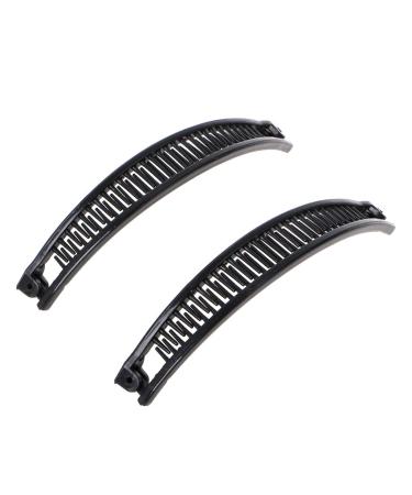 niumanery 2 Pcs/Set Simple Fashion Banana Hair Clip Black White Hairgrips Ponytail Holder Black