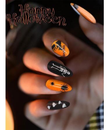 Halloween Gel Nail Wrap Sticker Set - Pumpkin Spider Web Skull Design, Red Polish Strips for Women, Halloween Nail Art Decor - UV/LED Lamp Required - Buy Online on GoSupps.com