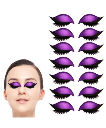 Patchs for Cils Lazy Eye Shadow Autocollants for Cils Lazy 7 Paires D'autocollants for Fards Paupi res Paillet s avec Cils Fard Paupi res Et Cils Faciles Appliquer en Un(Purple)