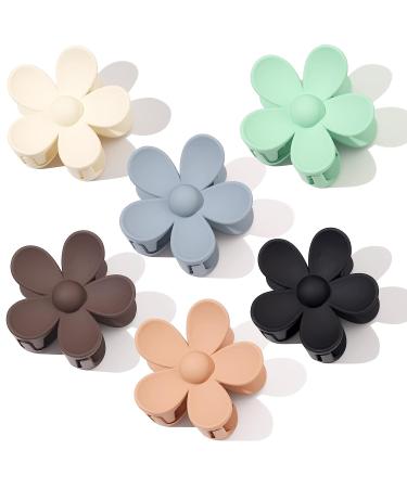 6 PCS Matte Flower Claw Clips for Women - 3 Inch Large Non-Slip Strong Hold Hair Clips for Thin to Thick Curly Hair - Buy Online on GoSupps.com