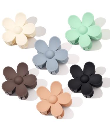 6 PCS flower clips , 3 Inch Large Matte flower claw clip for Women Thin Thick Curly Hair, Non Slip Strong Hold For Women Thin Hair, Strong Hold jaw clip