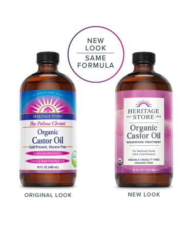 Heritage Store Palma Christi Organic Castor Oil | Hair Growth & Skin Moisturizer | Cold Pressed, Hexane & Fragrance Free | 16 oz | 2 Pack - Buy Online on GoSupps.com