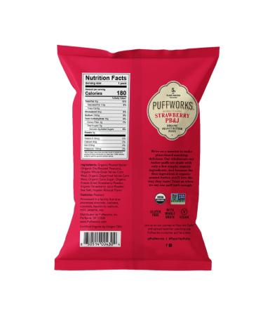 Puffworks Strawberry PB&J Organic Peanut Butter Puffs 1.2oz (Pack of 6) | Plant-Based Protein Snack, Gluten-Free, Vegan, Kosher - Buy Online on GoSupps.com