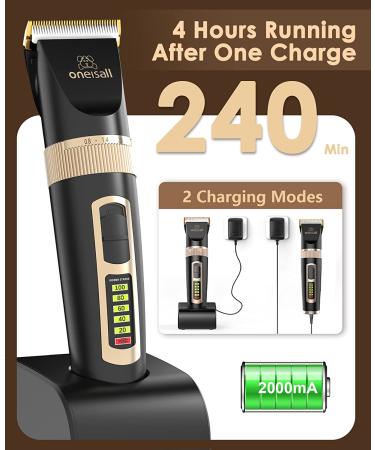 oneisall 2-Speed Cordless Pet Grooming Clippers for Matted Thick Hair - Low Noise Dog and Cat Grooming Kit in Black - Buy Online on GoSupps.com