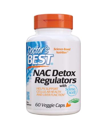 Doctor's Best NAC Detox Regulators with Seleno Excell  Non-GMO  Vegetarian  Gluten Free  Soy Free  60 Veggie Caps 60 Count (Pack of 1)