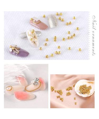 0.6mm Mini Stainless Steel Nail Beads - Gun Grey Rose Gold Caviar DIY Tool for Nail Art Decorations - 6 Sizes - Gold Color - Buy Online on GoSupps.com