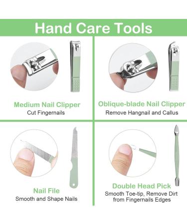 Stainless Steel 7PCS Manicure Set Nail Clippers Pedicure Kit - Professional Grooming Tools in Travel Leather Case - Green - Buy Online on GoSupps.com