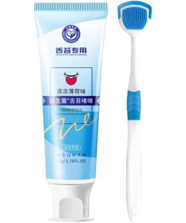 Zonewd Cooling Mint Tongue Gel & Ergonomic Cleaning Brush Set - Eliminate Bad Breath & Stains - Buy Online on GoSupps.com