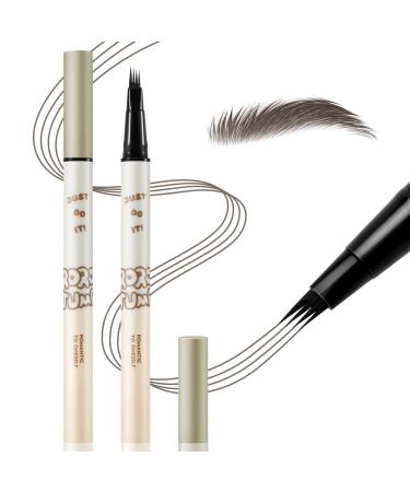 Waterproof Eyebrow Pencil Microblading Liquid Brow Pen Micro 4 Point Eyebrow Gel Long-Lasting Creates Natural Looking Brows Effortlessly 1# Brown