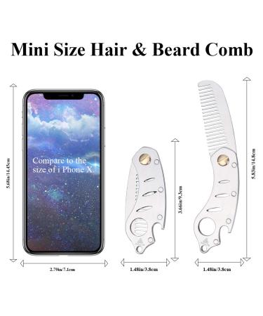 Stainless Steel Hair & Beard Comb - AhfuLife Folding EDC Pocket Comb with Bottle Opener | Anti-Static Care | Mustache Comb | Gift Box Included - Buy Online on GoSupps.com