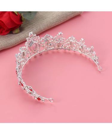 Baroque Queen Crowns Rhinestone Crystal Tiara Headband - Silver Base Red | Beaupretty - Buy Online on GoSupps.com