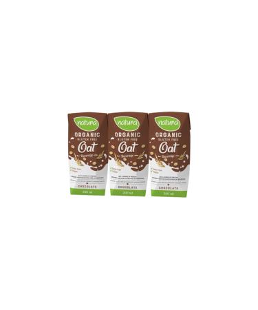 NATURA Mini Chocolate Oat Milk - Organic & Gluten Free - Dairy Free - Vegan - Shelf Stable - Plant Based Beverage - Non-GMO - Perfect for Lunch Box - Made in Canada | 200ml (Pack of 3) Chocolate - Oat