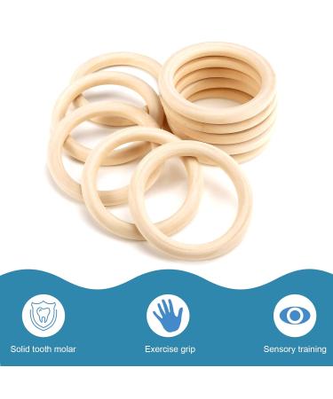 Rosewinec 10-Piece Baby Wooden Rings Set | 80mm Teething Rings for Infants | Safe Wood Teether & DIY Craft Bracelet - Buy Online on GoSupps.com