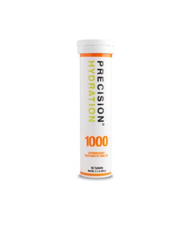 Precision Hydration Lite Electrolyte Drink - Multi Strength Effervescent Hydration Tablets - Combats Cramp - Low Calorie Gluten Free Vegan/Vegetarian Friendly NSF (1 Tube 1000mg/L - Orange Tube) 10 Count (Pack of 1) 1000mg/L - Orange Packet