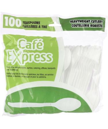 Manga's Ultra Heavyweight Disposable White Plastic Cutlery By Caf Express (100 Tea Spoons) - Buy Online on GoSupps.com