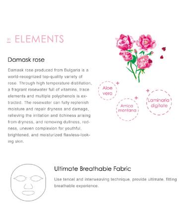 Damask Rose Facial Mask - Softening, Brightening Collagen Essence (8 Pack) - Buy Online on GoSupps.com