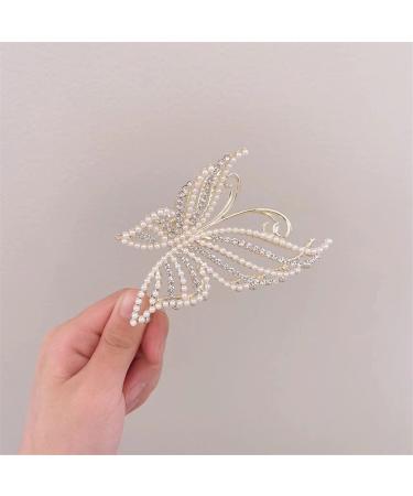 Butterfly Pearl Hairpin Grab Clip Hairpin Shark Clip Ladies Girl All-Match Hair Accessories 03 (Color : 3)