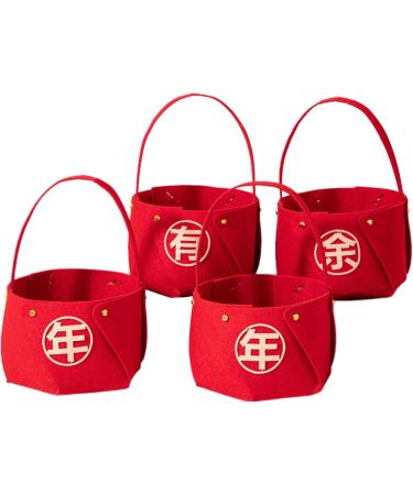 Spring Festival Treat Holder Festive Countertop Fruit Basket Non-Woven Fabric Candy Basket Candy Tray for Home Kitchen New Year - Buy Online on GoSupps.com