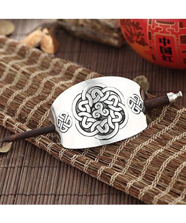 Buy 2-Piece Celtic Carved Hair Clip Set | Vintage Hair Jewelry for Women | Wood & Metal Braids Accessories - Buy Online on GoSupps.com