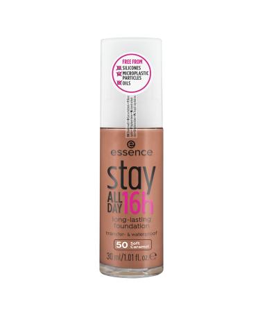 Essence Stay All Day 16h Long-Lasting Foundation No. 50 nude long-lasting matt matt for impure skin vegan oil-free waterproof without perfume 1 Pack (30ml) 50 soft caramel 30 ml (1 Pack)