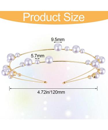 PAGOW Bubble Pearl Double Crown Headband - Gold Wedding Party Hair Accessory for Women - Buy Online on GoSupps.com