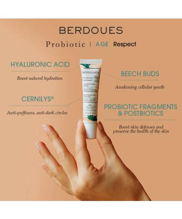BERDOUES Probiotic Age Respect Smoothing Eye Contour | Organic Anti Aging Treatment for Dark Circles & Puffiness | Hyaluronic Acid Formula for Smooth, Youthful Eyes - Buy Online on GoSupps.com
