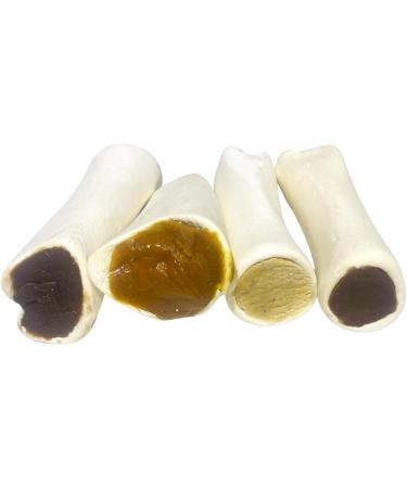 White Stuffed Marrow Bones - *(Pack of 5-6 INCH)* - Marrow Bones for Dogs - (Beef/Sweet Potato/Bacon and Cheese OR PB Stuffed) - Dog CHEW Treat - 100% Natural - Dog Bone (5 Pack - Sweet Potato) - Buy Online on GoSupps.com
