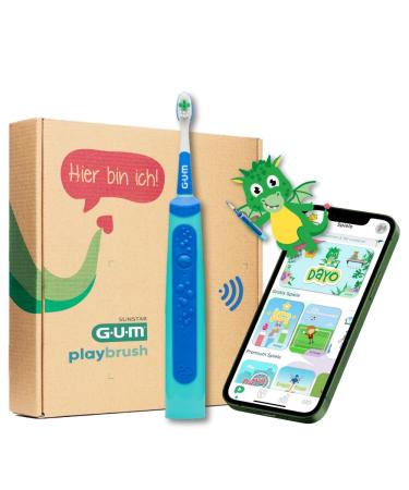 Gum Playbrush Kids 3+ Smart electric sound toothbrush for children from 3 years with an interactive game app pressure control timer 2 cleaning programs 1 plug-in brush 8 weeks battery blue blue