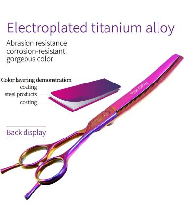 Fenice Peak 7.0'' Curved Thinning Shears | Professional Dog Grooming Scissors with 440C Steel Blades | Sharp & Durable for Dogs and Cats - Buy Online on GoSupps.com
