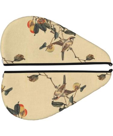 Hair Towel Wrap | Quick Drying Towel Turban with Button | Vintage Bird Design - Perfect for Effortless Hair Drying - Buy Online on GoSupps.com