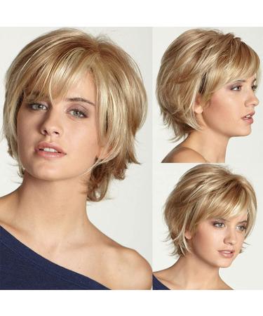 Yxshz short -haired wig for women blonde short layer natural hair with pony synthetic wig heat -resistant full wig (blond) - Buy Online on GoSupps.com