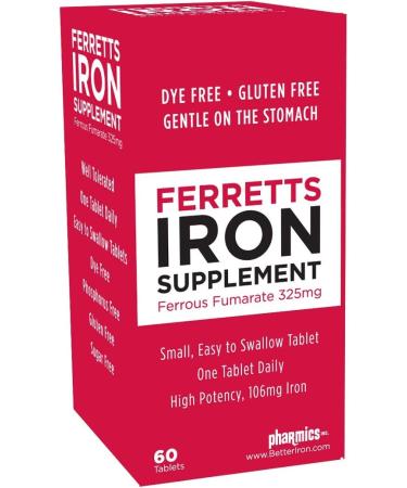 Ferret Suppts Ironlement Ferrous Fumarate 325mg - 60 tablets (Pack of 6)