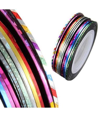 Flashing Tape Colorful Tape 30 Colors Nail Striping Tape Line Mixed Colors Nail Art Decoration Manicure DIY Nail Tip Tool for Girls Women Colored Tape Metal Tape - Buy Online on GoSupps.com