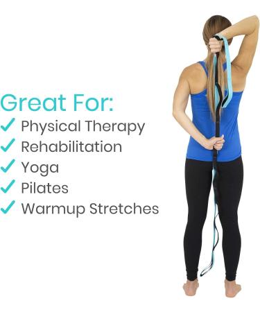 Vive Stretch Strap - Leg Stretch Band for Flexibility - Yoga, Pilates & Rehab Belt with Workout Guide - Teal - Buy Online on GoSupps.com