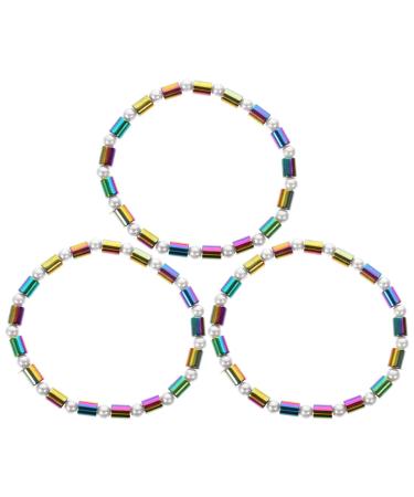 COHEALI Beaded Bracelets Beaded Bracelets Beaded Bracelets Beaded Bracelets Hematite for Women 3Pcs Colorful Elastic Slim Foot Pearl Bracelet Pearl Bracelet Pearl Bracelet Crystal Bracelet